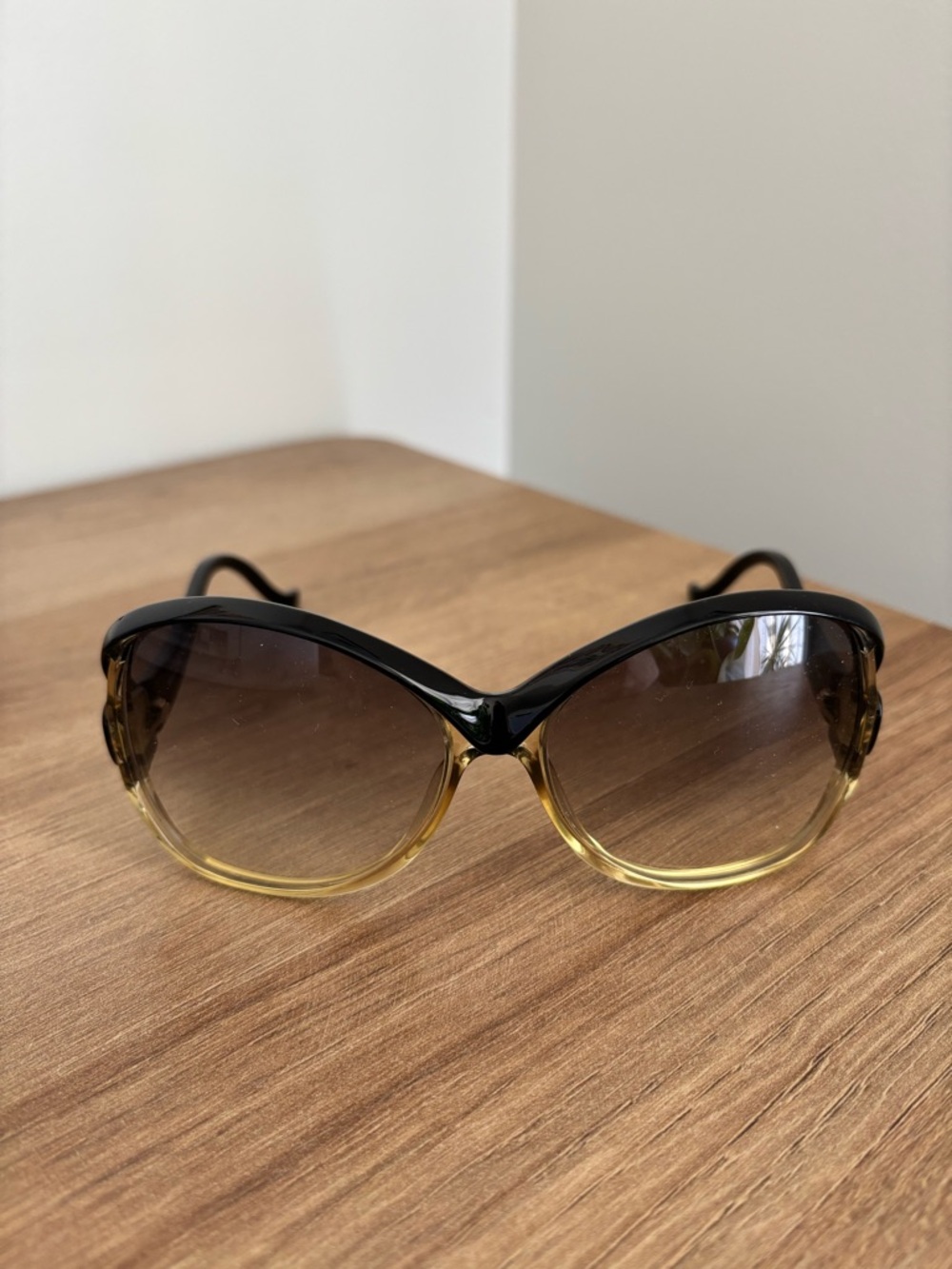 Balenciaga large Women’s Ombre Black to Yellow Gradient Sunglasses
